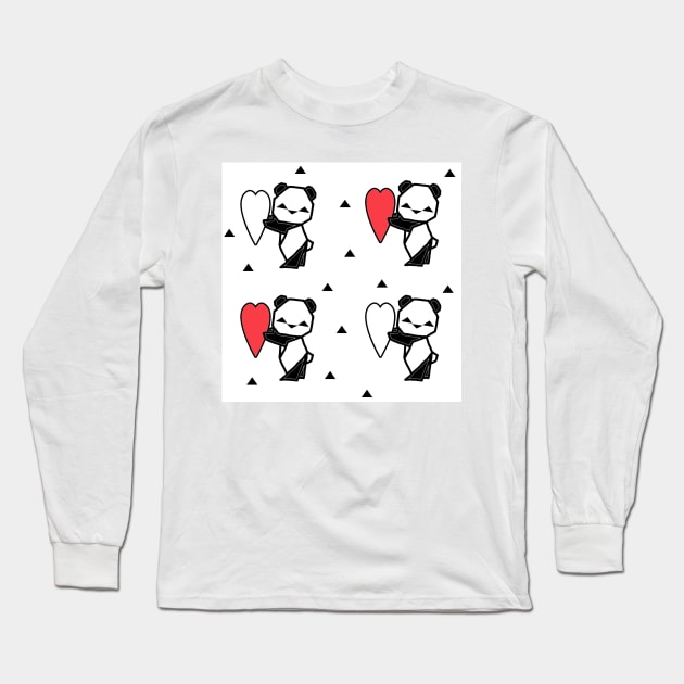 Origami Panda Heart Love Long Sleeve T-Shirt by tandre